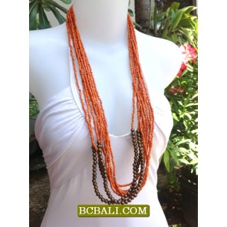 Beads Necklaces Sequins Multi Strand Wooden